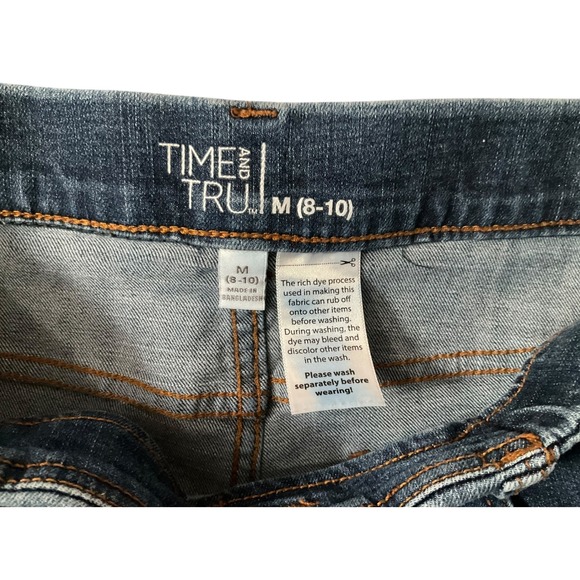 Time and‎ Tru Womens Capris Blue Denim Jeans Size M 8 10 Cuffed Cropped Casual - Picture 5 of 7